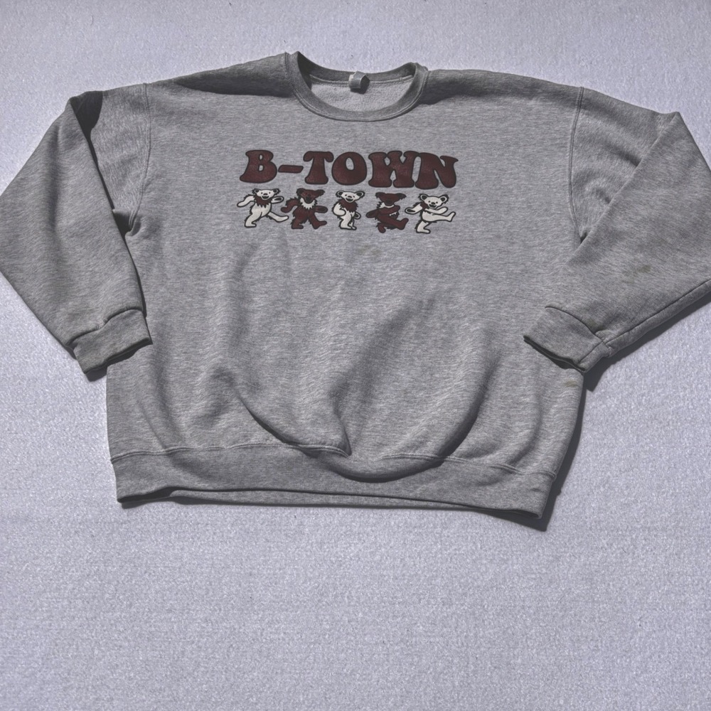 IU Vintage Indiana University B-Town Hoosiers Bear Sweatshirt Gray Crewneck XL